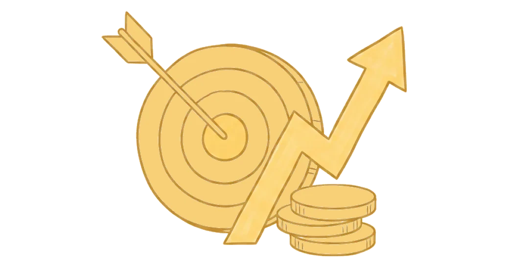 Buttercup Digital, hand-drawn illustration of paid search hitting the mark and driving revenue