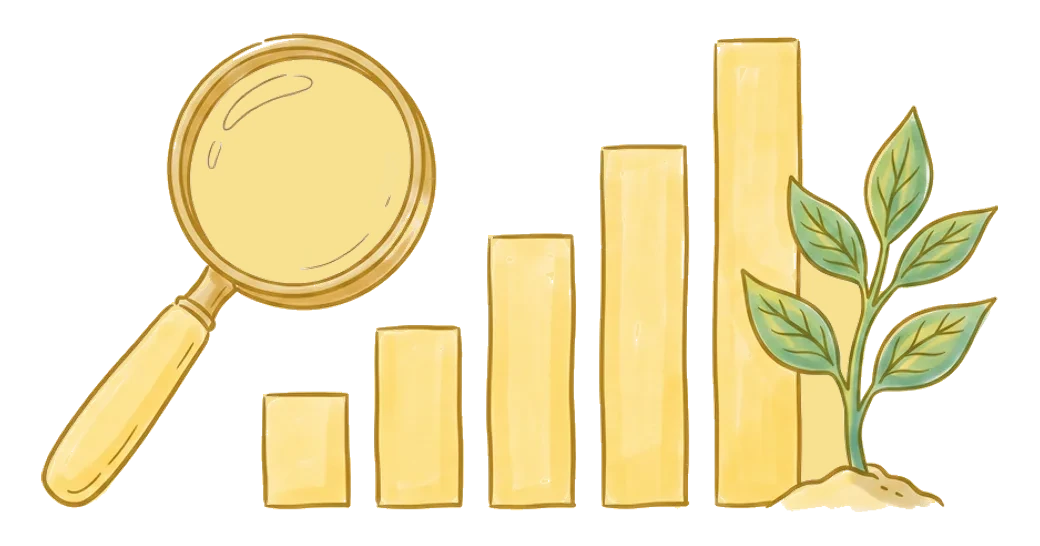 Buttercup Digital, hand-drawn illustration of SEO and sustainable organic search growth