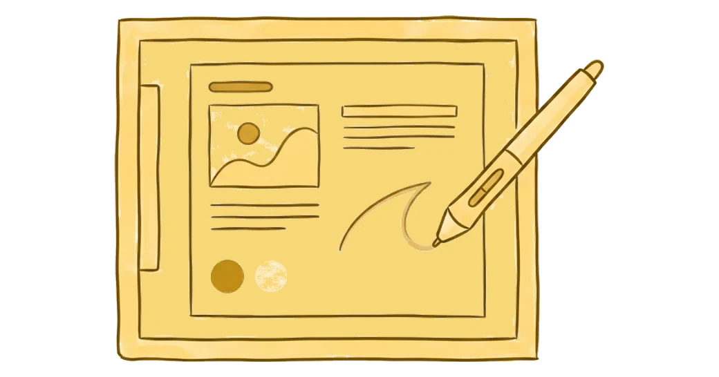 Buttercup Digital, hand-drawn illustration of conversion-focused web design and visual craft